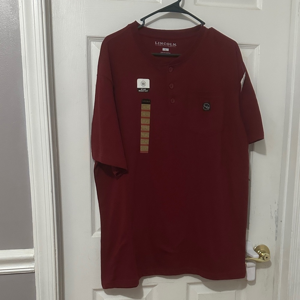 Men's  Three Button Shirt, Wine, Size Large